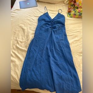 NWT Zara midi dress, cobalt blue size XL gathered detail low back